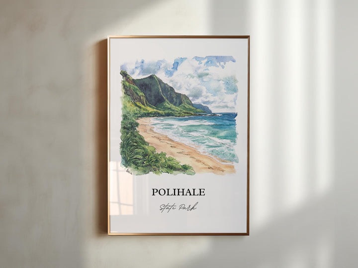 Polihale State Park Wall Art, Kauai Print, Kauai Watercolor Art, Polihale Hawaii Gift, Travel Print, Travel Poster, Housewarming Gift
