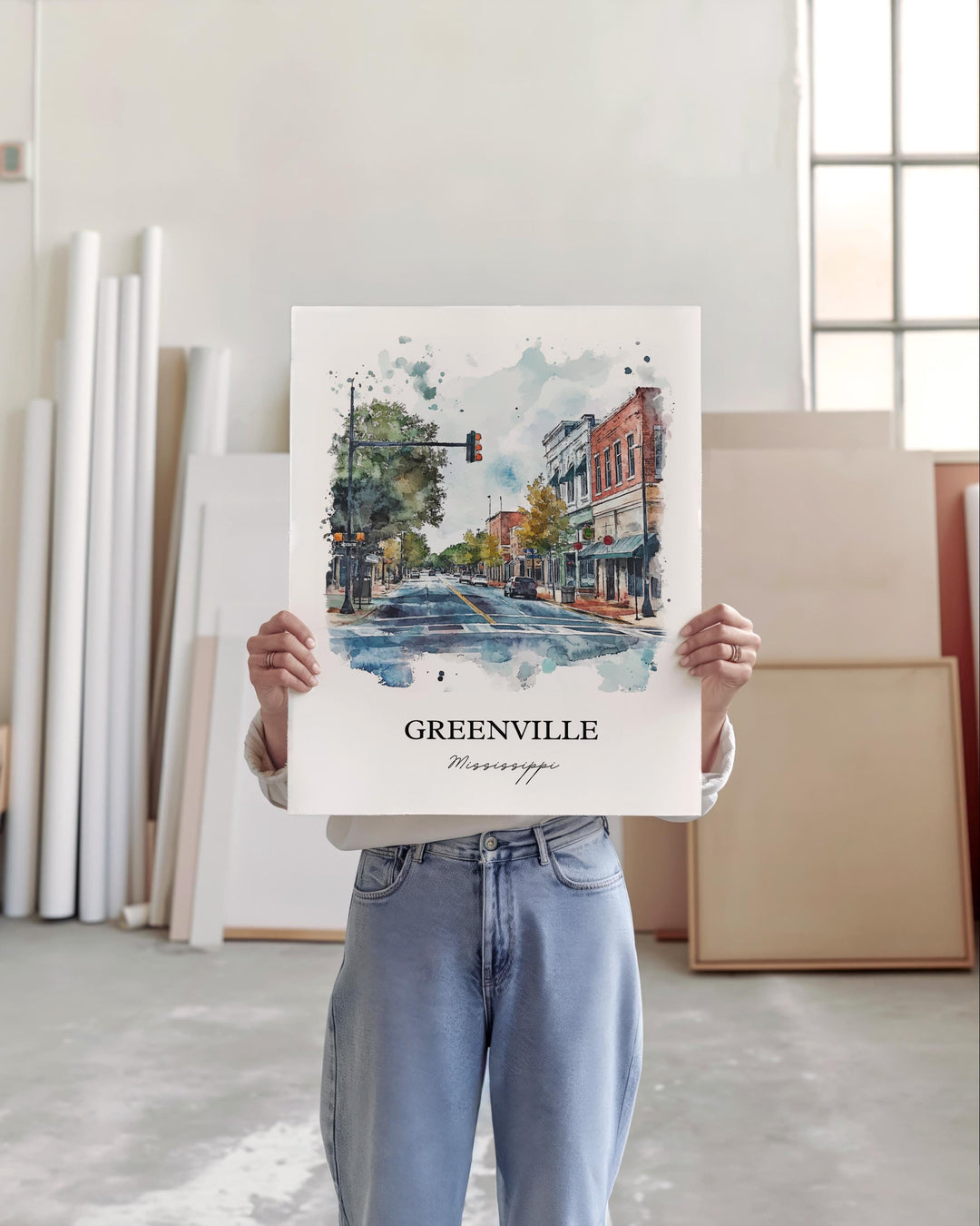 Greenville MS Art, Mississippi Delta Print, Mississippi Artwork, Greenville Mississippi Gift, Travel Print, Travel Poster, Housewarming Gift