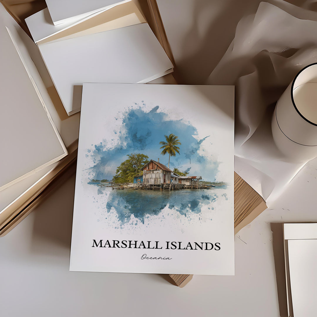 Marshall Islands Art, Marshall Islands Print, Oceania Watercolor Art, Marshall Islands Gift, Travel Print, Travel Poster, Housewarming Gift