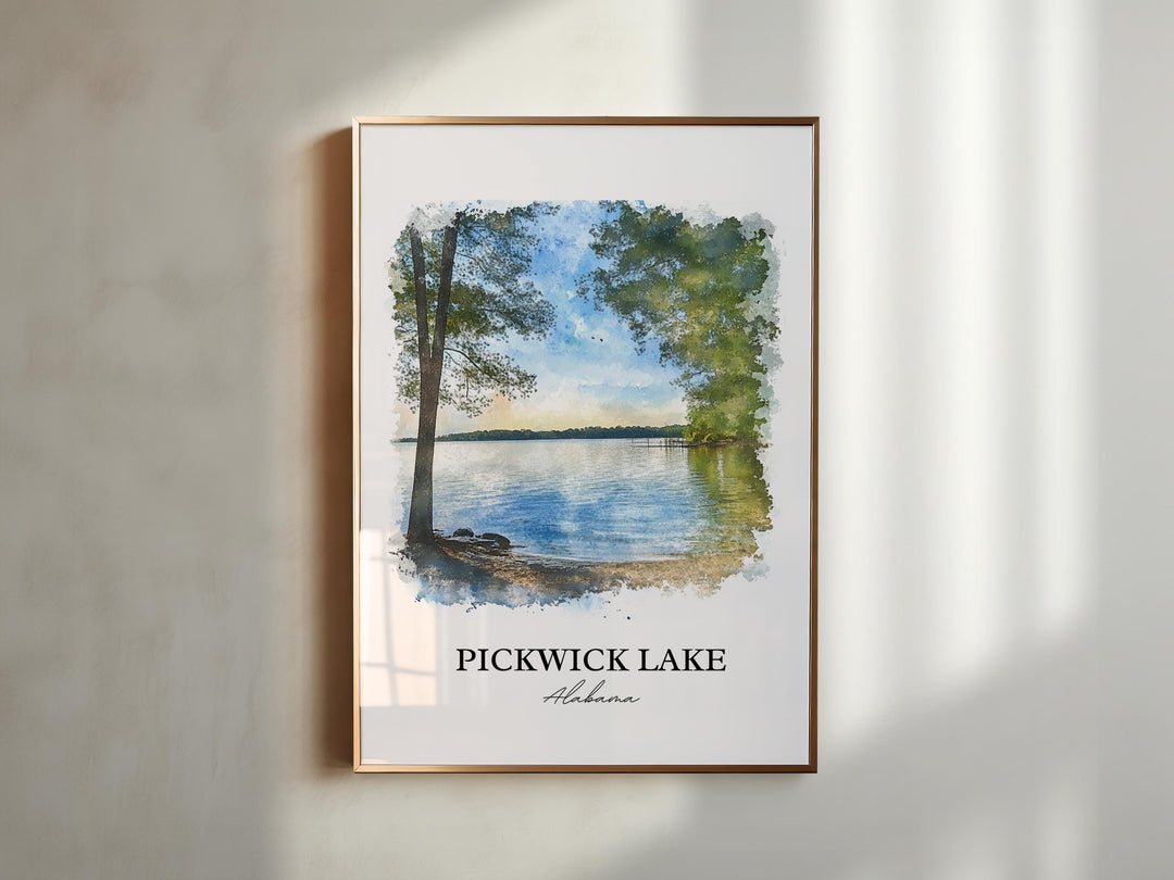 Pickwick Lake Wall Art, Counce Alabama Print, Alabama Watercolor Art, Pickwick Lake Gift, Travel Print, Travel Poster, Housewarming Gift