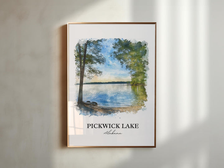 Pickwick Lake Wall Art, Counce Alabama Print, Alabama Watercolor Art, Pickwick Lake Gift, Travel Print, Travel Poster, Housewarming Gift