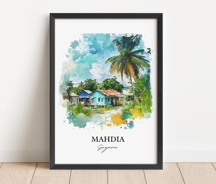 Mahdia Guyana Wall Art, Potaro-Siparuni Guyana Print, Guyana Watercolor, Mahdia Guyana Gift, Travel Print, Travel Poster, Housewarming Gift
