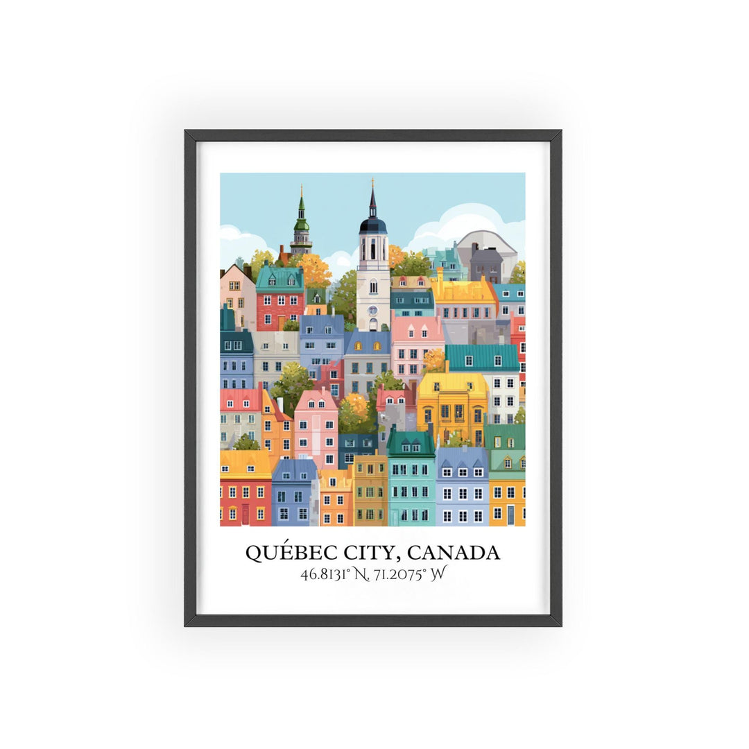 Quebec City Art, Quebec City Retro Travel Art, Quebec Home Decor, Quebec Gift, Canada Travel Art, Travel Prints, Housewarming Gift