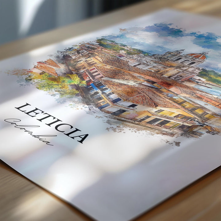 Leticia Colombia Wall Art, Amazon River Print, Colombia Watercolor, Leticia Colombia Gift, Travel Print, Travel Poster, Housewarming Gift