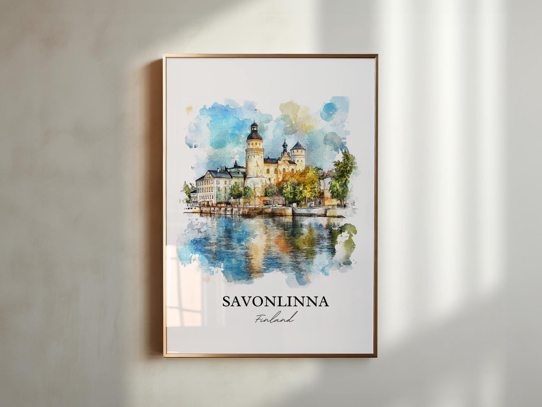 Savonlinna Wall Art, Finnish Lakeland Print, Finland Watercolor Art, Savonlinna Gift, Travel Print, Travel Poster, Housewarming Gift