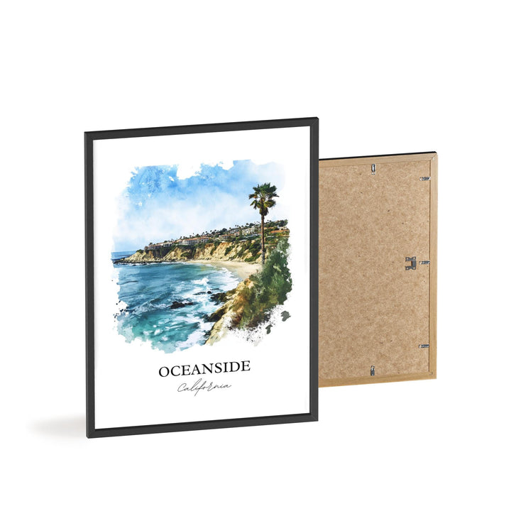 Oceanside CA Wall Art, Harbor Beach Print, SoCal Watercolor Art, Oceanside CA Gift, Travel Print, Travel Poster, Housewarming Gift