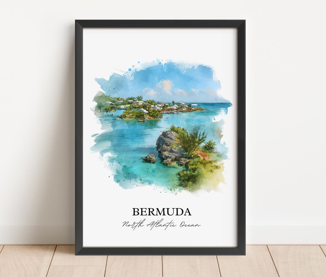 Bermuda Wall Art, Bermuda Print, Bermuda Watercolor Art, Bermuda Gift, Travel Print, Travel Poster, Housewarming Gift