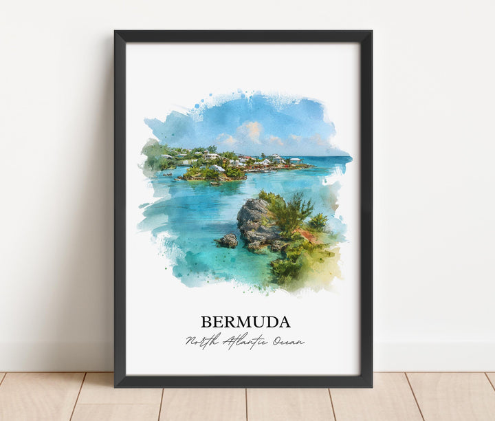Bermuda Wall Art, Bermuda Print, Bermuda Watercolor Art, Bermuda Gift, Travel Print, Travel Poster, Housewarming Gift