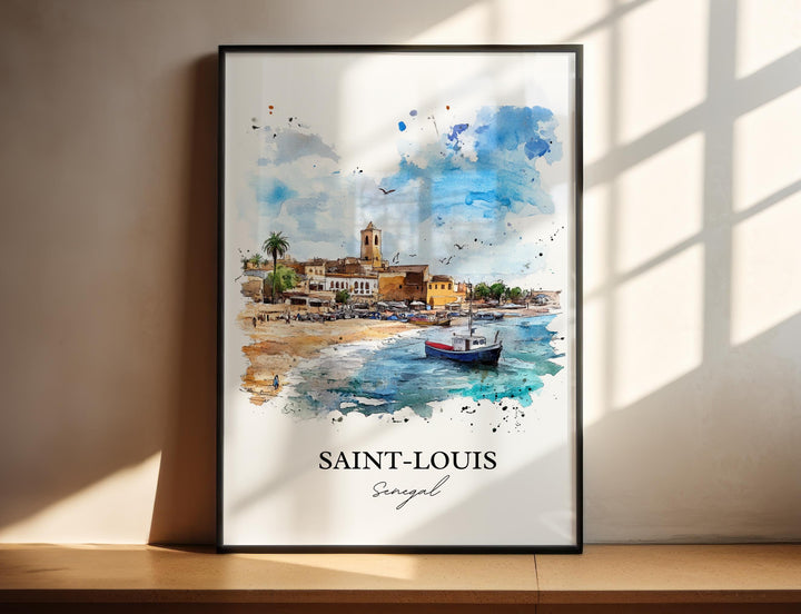 Saint-Louis Senegal Wall Art, Senegal Print, Senegal Watercolor Art, Saint Louis Africa Gift, Travel Print, Travel Poster, Housewarming Gift