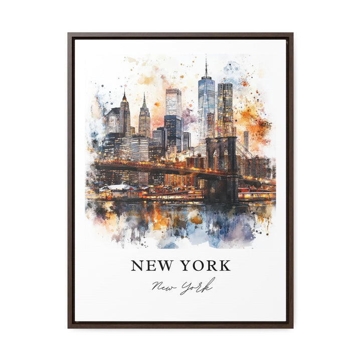 New York City Wall Art, NYC Print, Manhattan Watercolor Art, Brooklyn Bridge Gift, Travel Print, Travel Poster, Housewarming Gift
