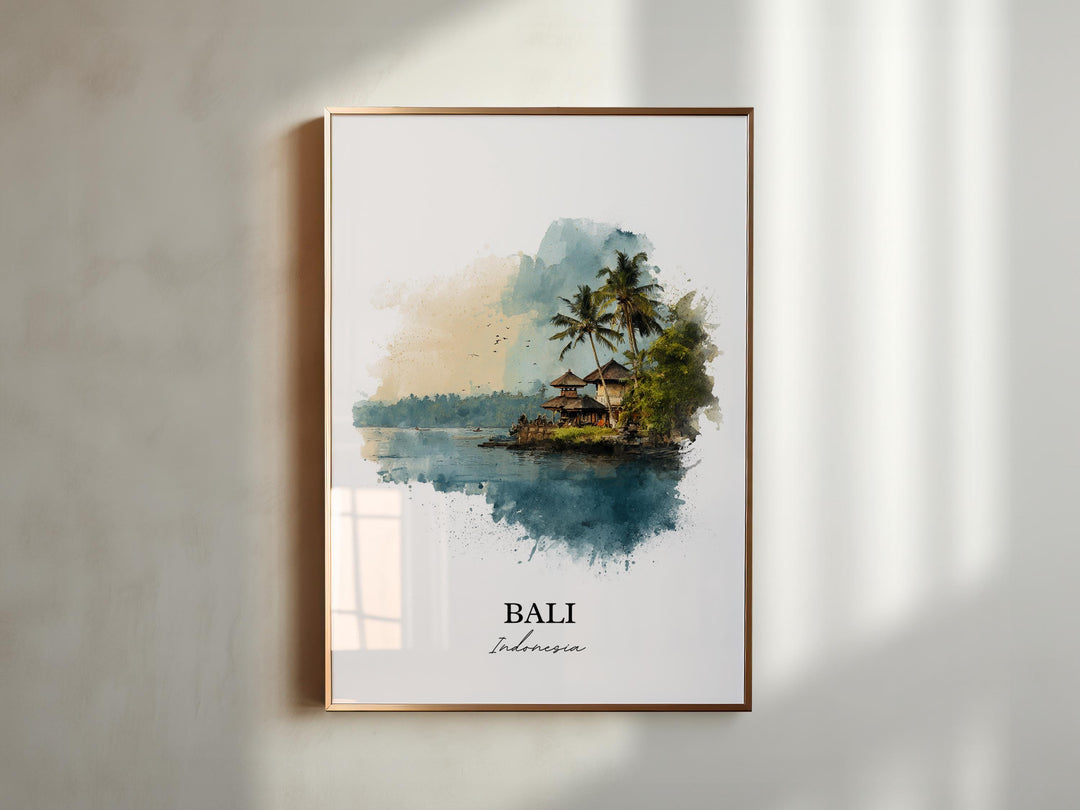 Bali Wall Art, Bali Print, Bali Indonesia Watercolor Art, Bali Indonesia Gift, Bali Travel Print, Travel Poster, Housewarming Gift