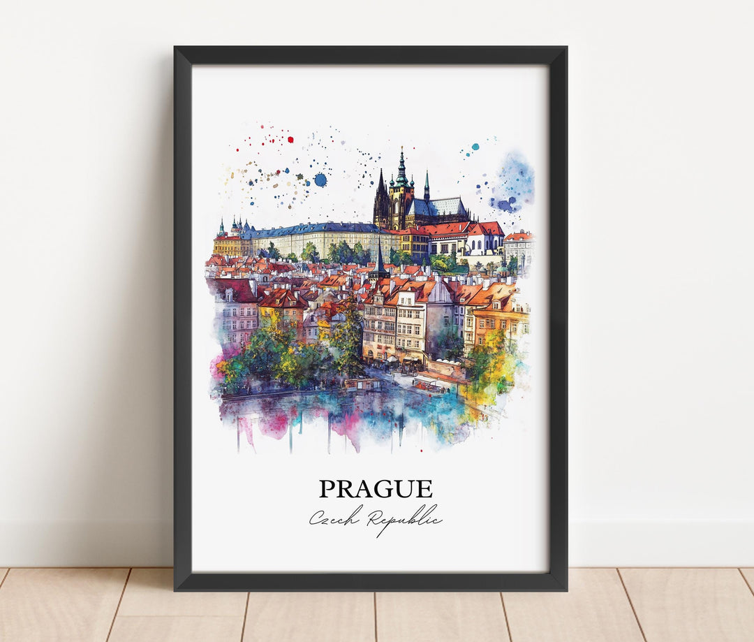 Prague Wall Art, Prague Skyline Print, Czech Republic Watercolor Art, Prague Gift, Travel Print, Travel Poster, Housewarming Gift