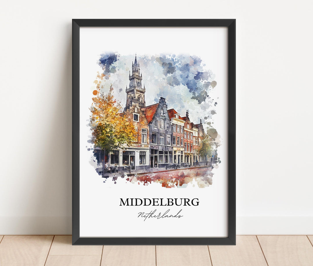 Middelburg Netherlands Art, Zeeland Print, Netherlands Watercolor, Middelburg NLD Gift, Travel Print, Travel Poster, Housewarming Gift