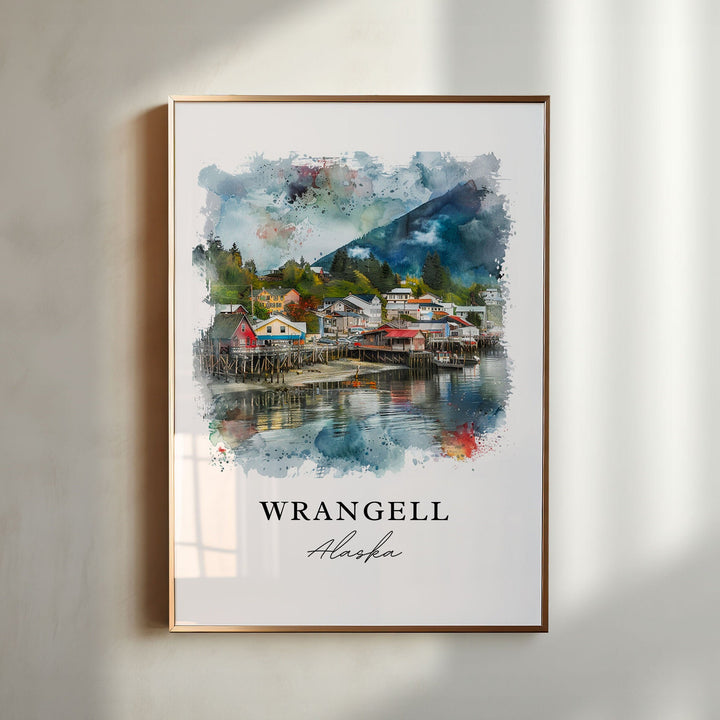 Wrangell Alaska Art, Wrangell AK Print, Wrangell Watercolor Art, Wrangell Alaska Gift,