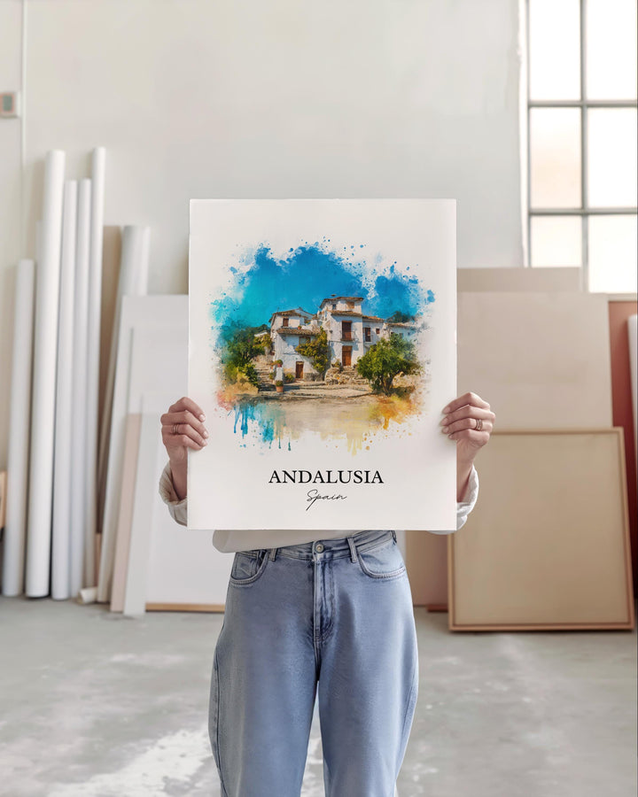 Andalusia Wall Art, Andalusia Spain Print, Spain Watercolor Art, Andalusia Gift, Andalusia Travel Print, Travel Poster, Housewarming Gift