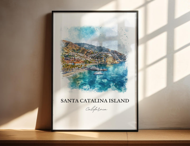 Santa Catalina Wall Art, Catalina Islands Print, LA Watercolor Art, Catalina Island Gift, Travel Print, Travel Poster, Housewarming Gift