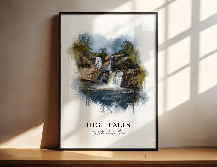 High Falls NC Art, High Falls Print, High Falls Watercolor Art, North Carolina Gift, Travel Print, Travel Poster, Housewarming Gift