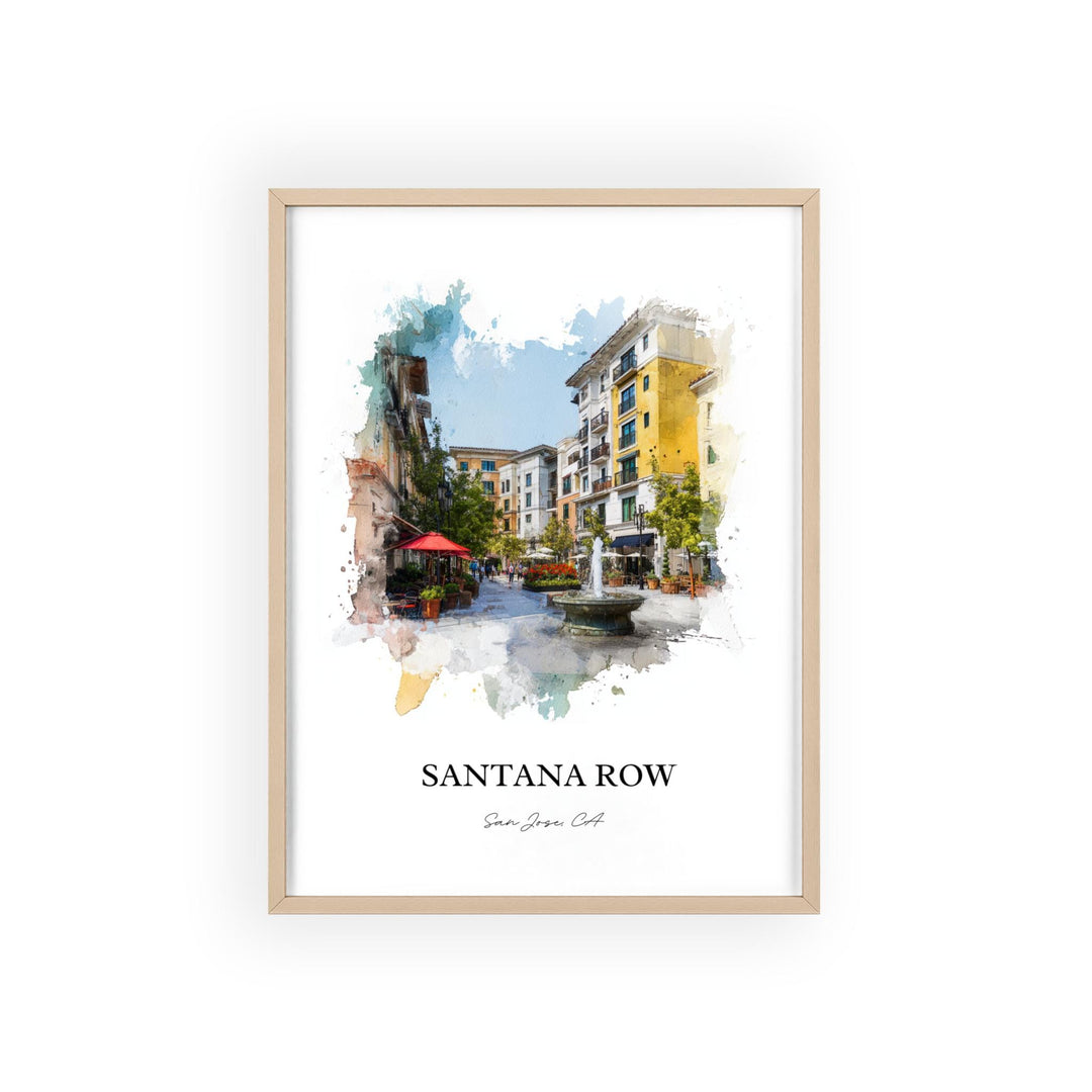 Santana Row, California – Watercolor Art Print