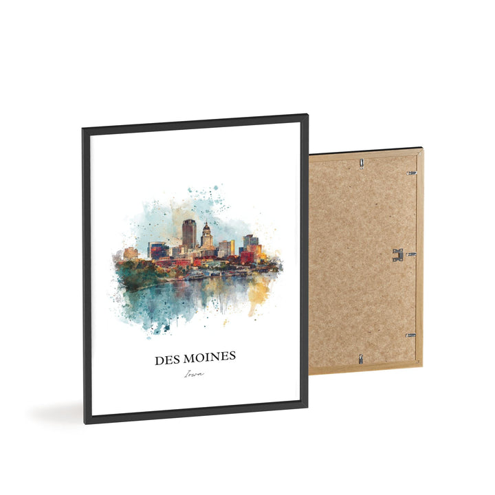 Des Moines, Iowa Wall Art, Des Moines Print, Iowa Watercolor Art, Iowa Gift, Travel Print, Travel Poster, Housewarming Gift