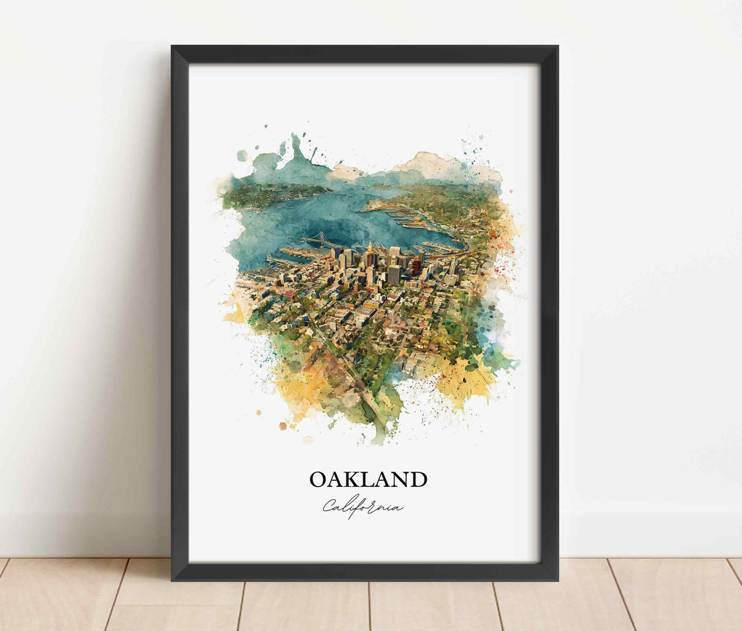 Oakland, California Wall Art, Oakland Print, California Watercolor Art, Bay Area California Gift, Travel Print, Travel Poster, Housewarming Gift