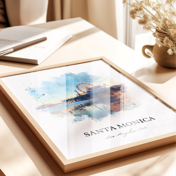 Santa Monica, California – Watercolor Art Print