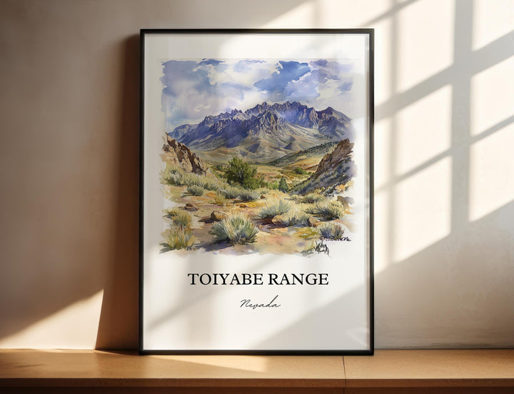 Toiyabe Range NV Wall Art, Lander County Print, Nye County NV Watercolor, Toiyabe Range Gift, Travel Print, Travel Poster, Housewarming Gift