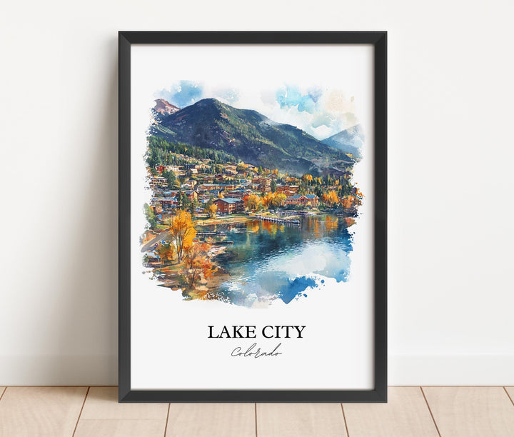 Lake City CO Wall Art, Hinsdale County Print, Colorado Watercolor Art, Lake City Gift, Travel Print, Travel Poster, Housewarming Gift