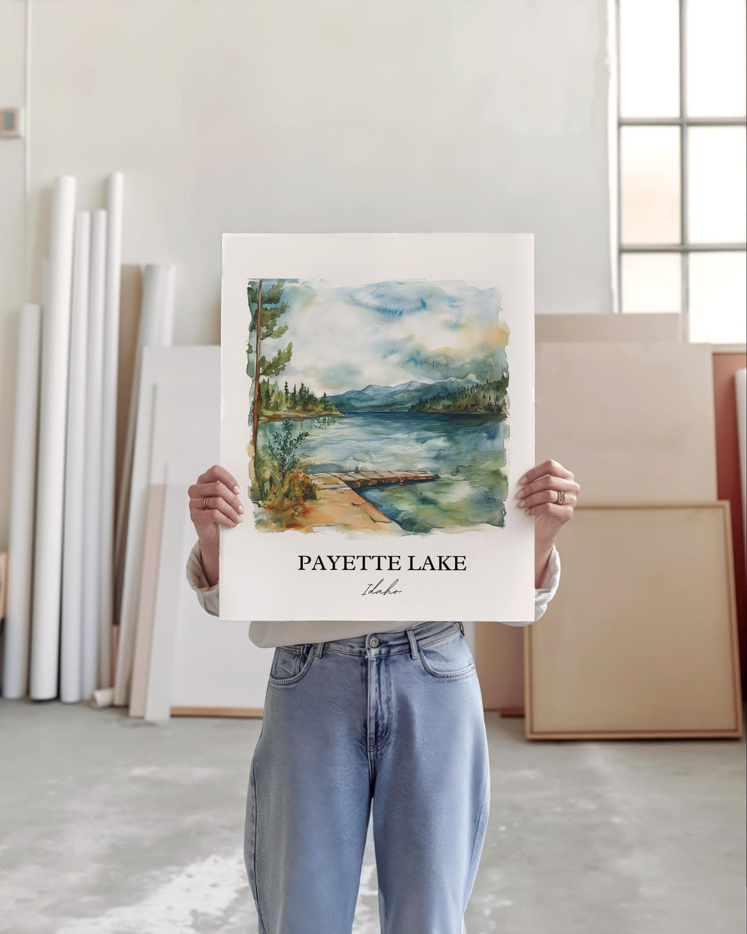 Payette Lake Wall Art, McCall ID Print, Idaho Watercolor Art, Payette Lake Gift, Travel Print, Travel Poster, Housewarming Gift