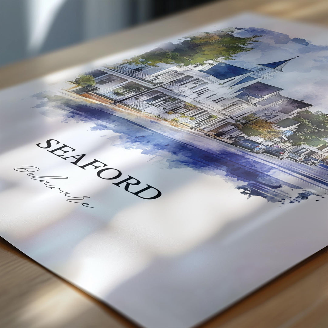 Seaford, Delaware, USA – Watercolor Art Print of Nanticoke River