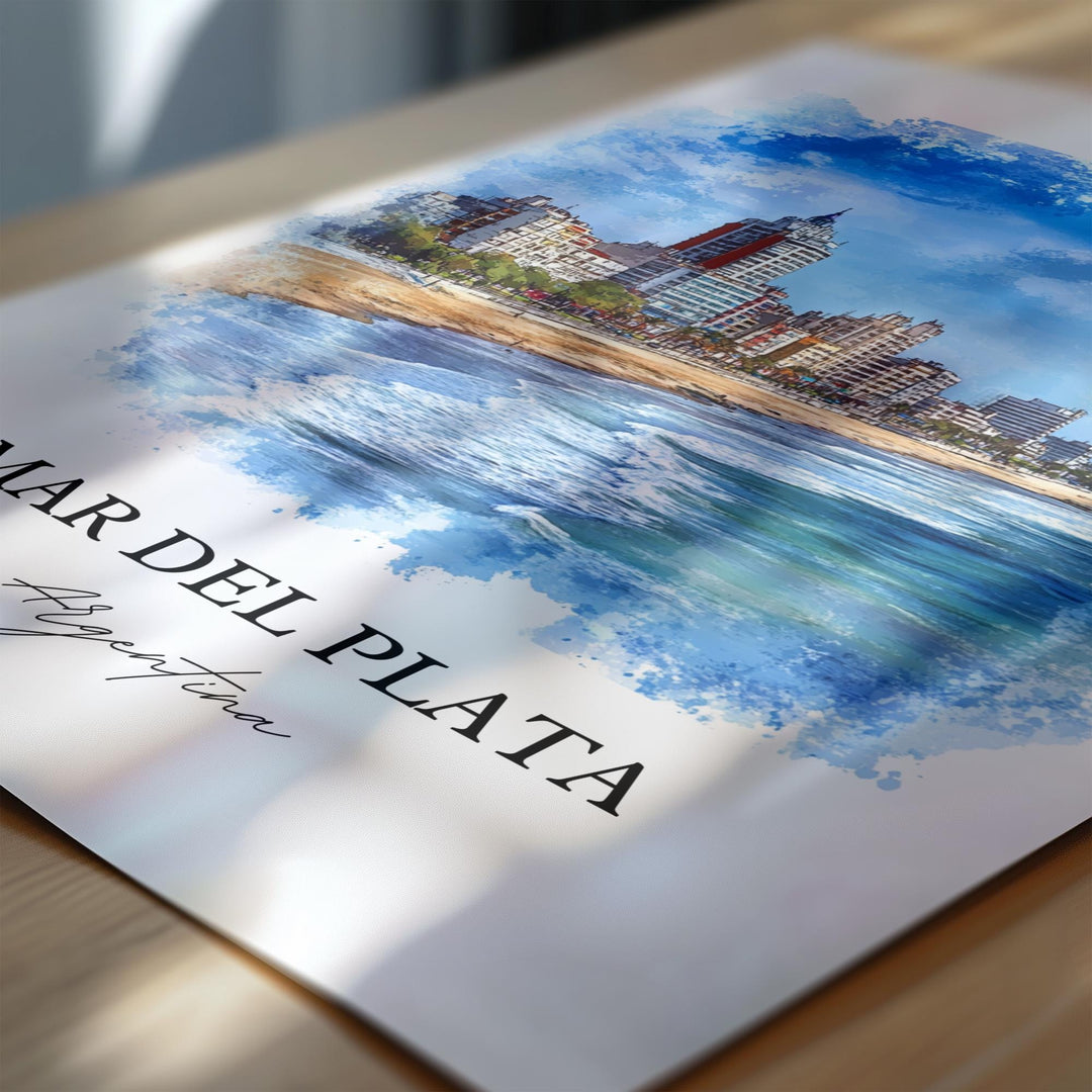 Mar del Plata Wall Art, Mar del Plata Print, Argentina Watercolor Art, Mar del Plata Gift, Travel Print, Travel Poster, Housewarming Gift