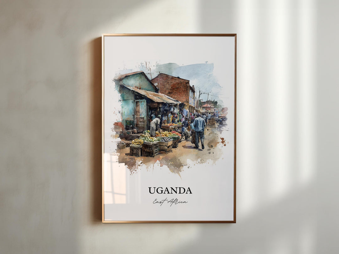 Uganda Wall Art, Uganda Print, Uganda Watercolor Art, Uganda Africa Gift, Travel Print, Travel Poster, Housewarming Gift
