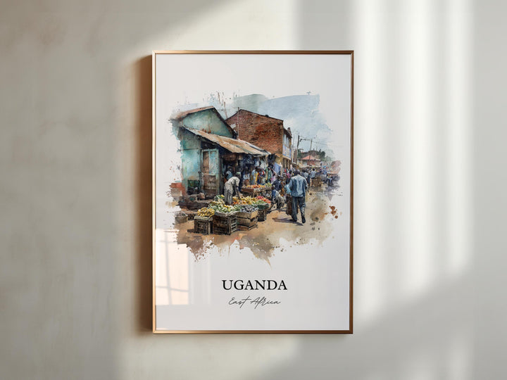 Uganda Wall Art, Uganda Print, Uganda Watercolor Art, Uganda Africa Gift, Travel Print, Travel Poster, Housewarming Gift