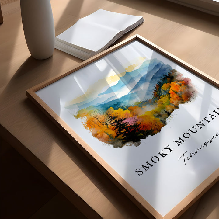 Great Smoky Mountains wall art - Tennessee, Smoky Mtn poster print, Wedding gift, Birthday present, Custom Text, Perfect Gift