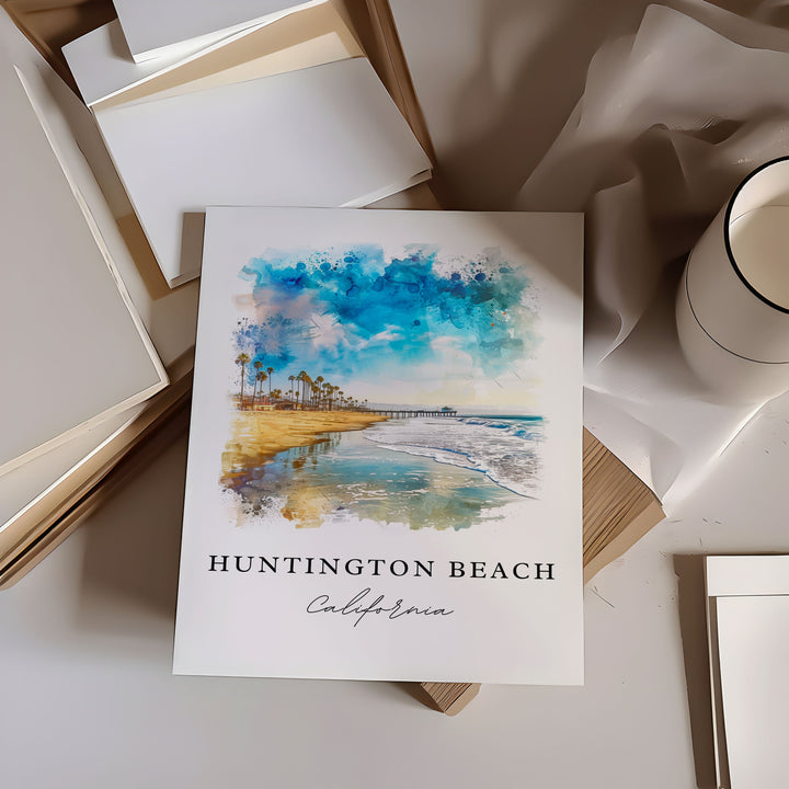 Huntington Beach Art Print, California Print, LA Wall Art, Huntington Beach Gift,