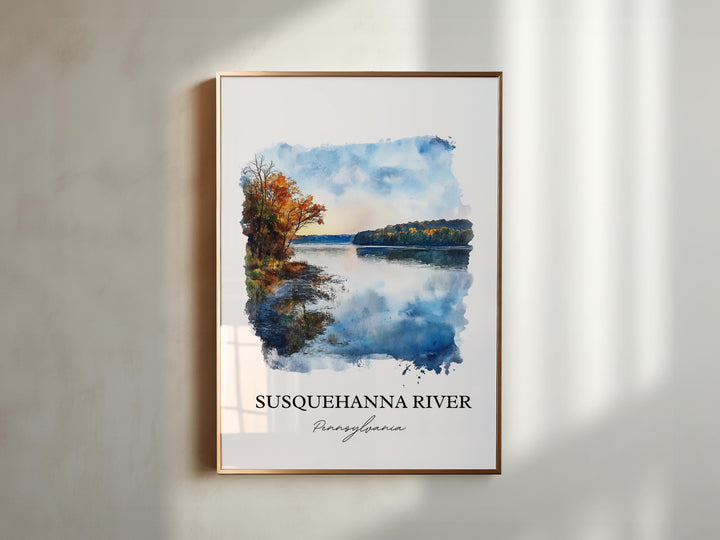 Susquehanna River Wall Art, Pennsylvania Print, PA Watercolor Art, Susquehanna River Gift, Travel Print, Travel Poster, Housewarming Gift