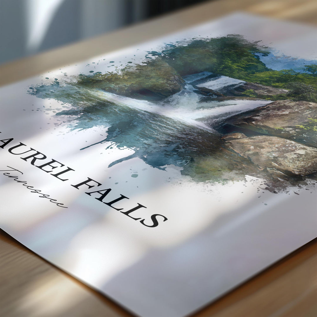 Laurel Falls TN Wall Art, Laurel Falls Print, Tennessee Watercolor Art, Laurel Falls Gift, Travel Print, Travel Poster, Housewarming Gift