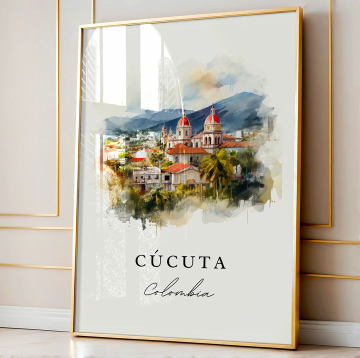 Cucuta traditional travel art - Colombia, Cucuta poster print, Wedding gift, Birthday present, Custom Text, Perfect Gift