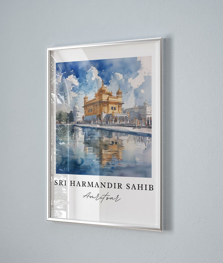 Sri Harmandir Sahib Art Print, The Golden Temple Print, Amritsar Wall Art, Punjab Gift,