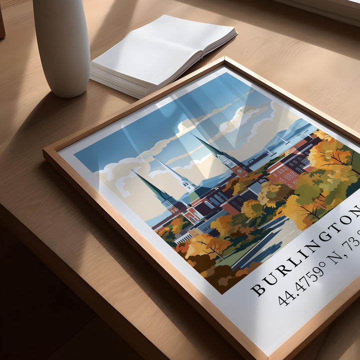 Burlington VT wall art - Vermont, Burlington poster, Burlington Vermont Wedding gift, Birthday present, Custom Text, Personalized Gift