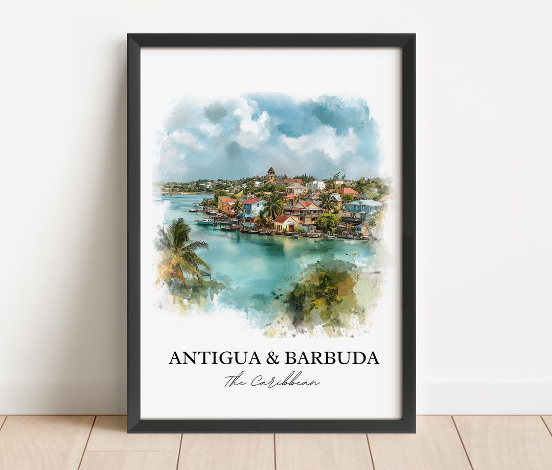 Antigua & Barbuda Wall Art, Caribbean Print, Caribbean Artwork, Antigua Barbuda Gift, Travel Print, Travel Poster, Housewarming Gift