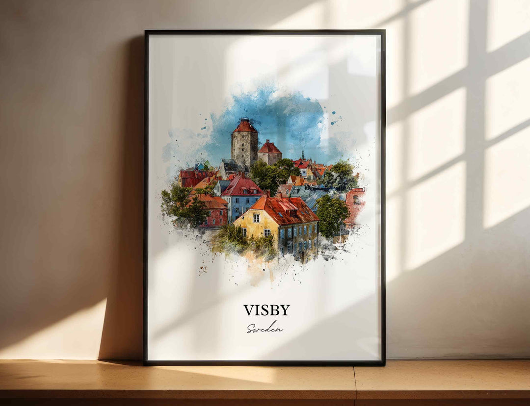 Visby, Sweden – Watercolor Art Print