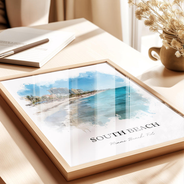 Miami Beach, Florida, USA – Watercolor Art Print