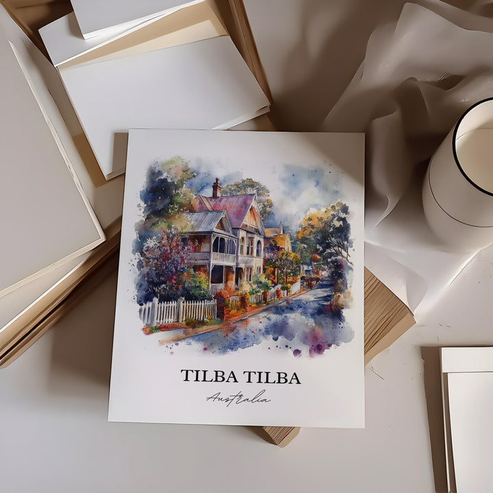 Tilba Australia Wall Art, Tilba Tilba Print, Australia Watercolor Art, New South Wales Gift, Travel Print, Travel Poster, Housewarming Gift