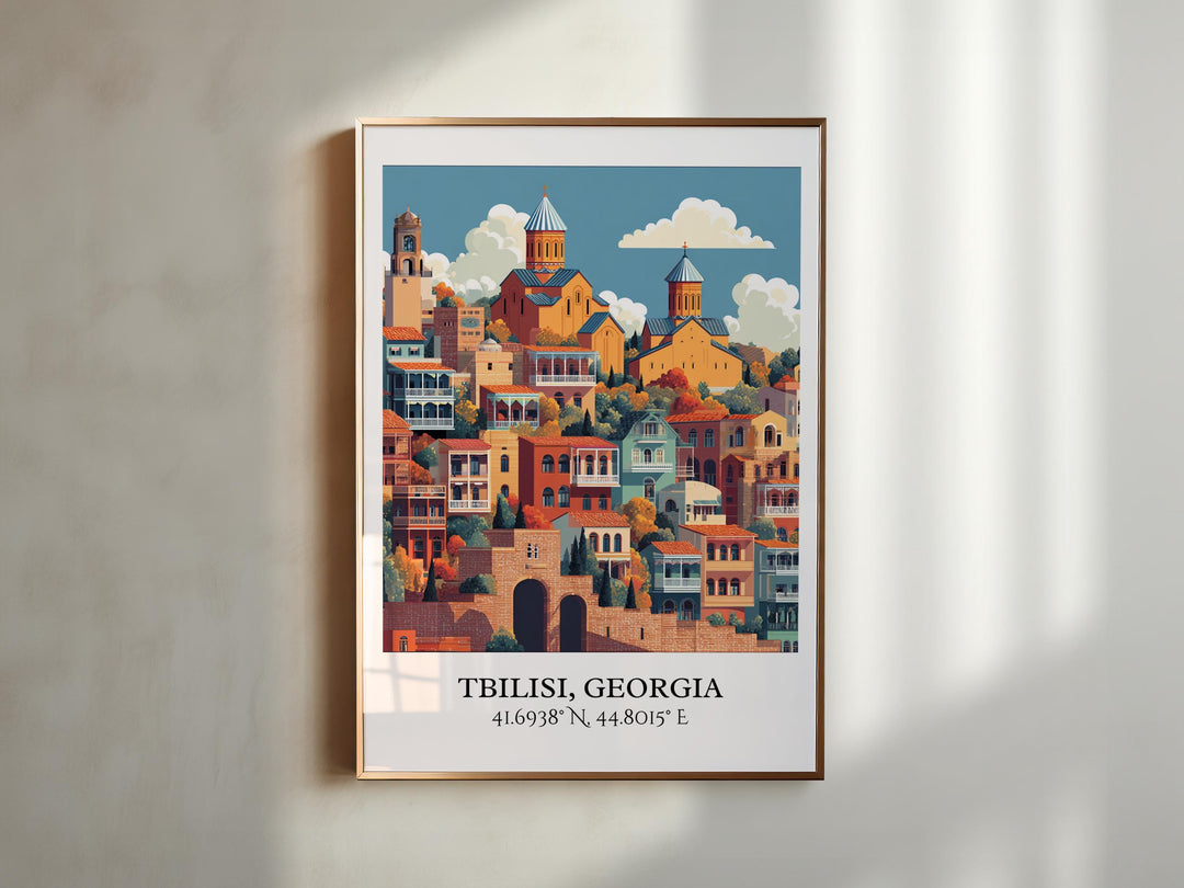 Tbilisi Art, Tbilisi Georgia Retro Travel Art, Georgia Country Decor, Tbilisi Gift, Tbilisi Travel Art, Travel Prints, Housewarming Gift