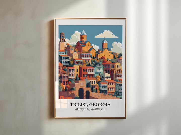Tbilisi Art, Tbilisi Georgia Retro Travel Art, Georgia Country Decor, Tbilisi Gift, Tbilisi Travel Art, Travel Prints, Housewarming Gift