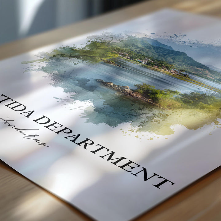 Atlántida Department Wall Art, Honduras Print, Honduras Watercolor Art, Honduras Gift, Honduras Print, Travel Poster, Housewarming Gift