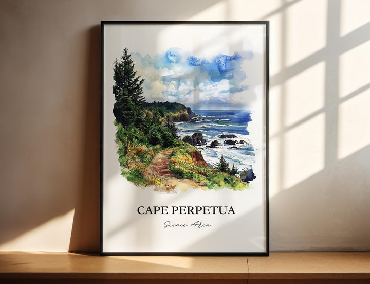 Cape Perpetua, USA – Watercolor Art Print