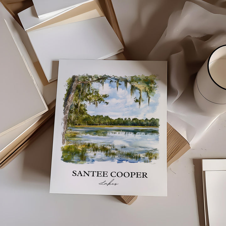 Santee Cooper Lakes Art, Lake Marion Print, South Carolina Art, Santee Cooper Lakes Gift, Travel Print, Travel Poster, Housewarming Gift