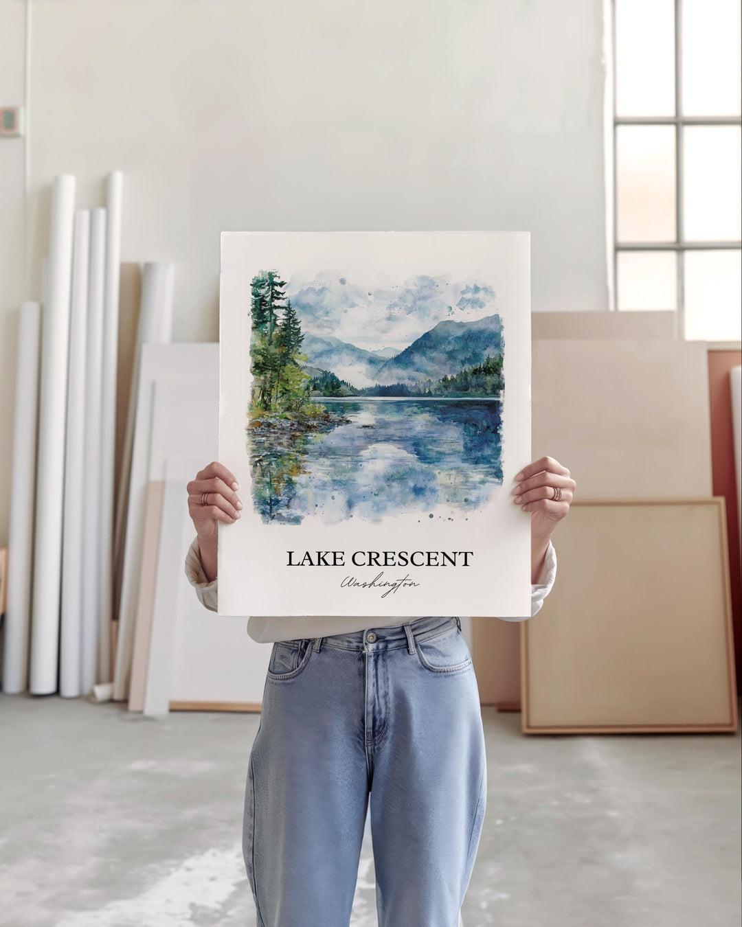 Lake Crescent Wall Art, Clallam County Print, Washington Watercolor Art, Lake Crescent Gift, Travel Print, Travel Poster, Housewarming Gift