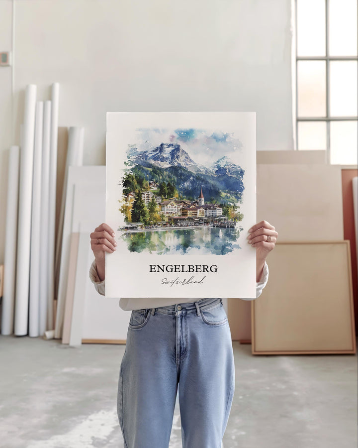Engelberg Travel Print Wall Art Engelberg Wall Hanging Home Décor Switzerland Gift Art Lovers Switzerland Art Lover Gift Engelberg Poster